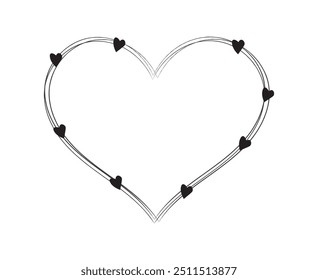  Decorative sketched line art heart design with tiny hearts valentine heart shape lovely vector graphic with white space for text