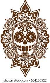 Decorative skull and bones in traditional Mexican style