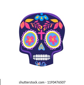 Decorative skull day of the dead vector illustration. Mexican Dia de los Muertos. 