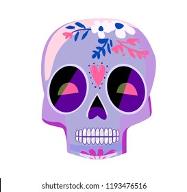 Decorative skull day of the dead vector illustration. Mexican Dia de los Muertos. 