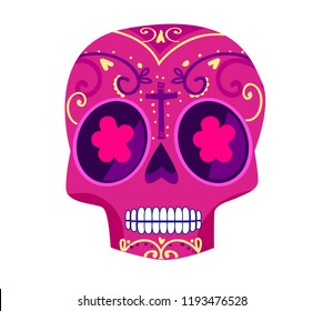 Decorative skull day of the dead vector illustration. Mexican Dia de los Muertos. 