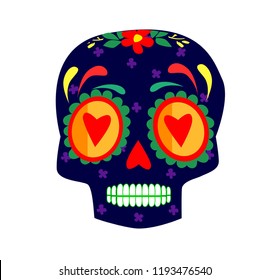 Decorative skull day of the dead vector illustration. Mexican Dia de los Muertos. 