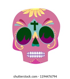 Decorative skull day of the dead vector illustration. Mexican Dia de los Muertos. 