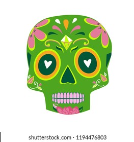 Decorative skull day of the dead vector illustration. Mexican Dia de los Muertos. 