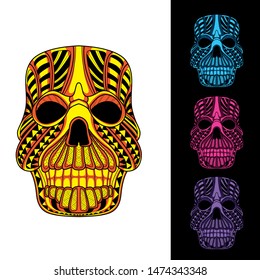 decorative skull glowing from pattern