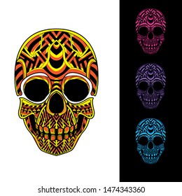 decorative skull glowing from pattern