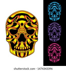 decorative skull glowing from pattern