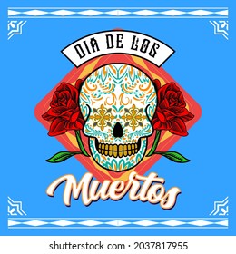 Decorative Skull Head Day of the Dead Mexico Illustration