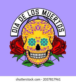 Decorative Skull Head Day of the Dead Mexico Illustration