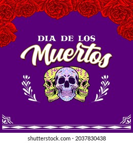 Decorative Skull Head Day of the Dead Mexico Illustration