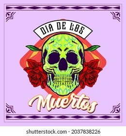 Decorative Skull Head Day of the Dead Mexico Illustration