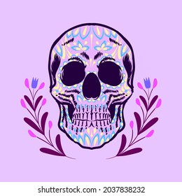 Decorative Skull Head Day of the Dead Mexico Illustration