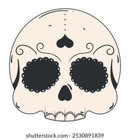 Decorative skull with heart and floral designs, Vector