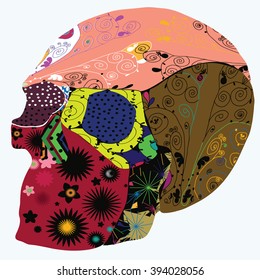 Decorative skull on a white background.