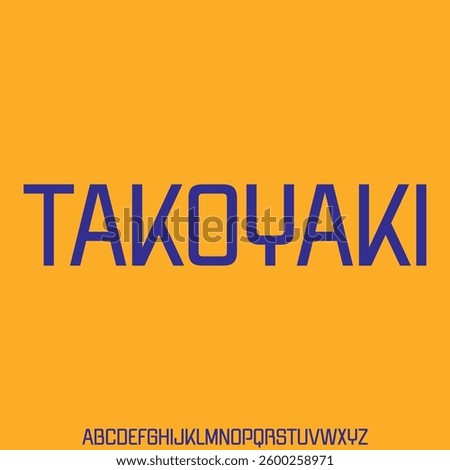 Decorative slab serif alphabet display font vector. Asian food typeface