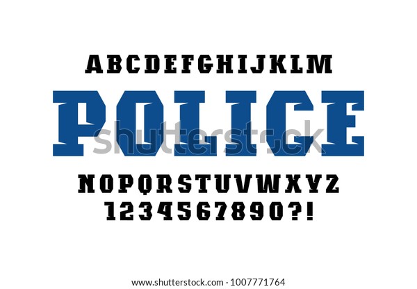 軍用スタイルの装飾的なスラブセリフフォント 大胆な顔 ロゴとタイトルデザインの文字と数字 白い背景に印刷 のベクター画像素材 ロイヤリティフリー