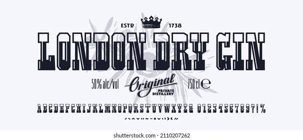 Decorative slab serif font in the western style. Letters and numbers for logo and headline design. Vector illustration