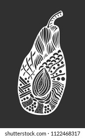 Decorative slice isolated avocado on white background. Vector illustration. Hand drawing