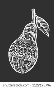 Decorative slice isolated avocado on white background. Vector illustration. Hand drawing