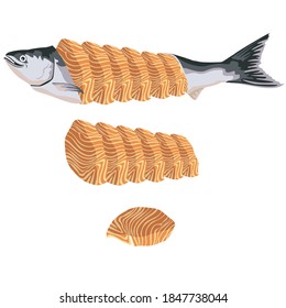 
Preparación de Salmón Sliced decorativa para el dibujo de peces para ir a la mesa