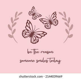 Decorative Slogan Butterfly Illustration Vector Design Stock Vector ...