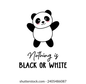 eslogan decorativo y pandas lindos, diseño vectorial