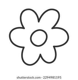 Decorative small flower in line art Holiday decor design element. Vector illustration