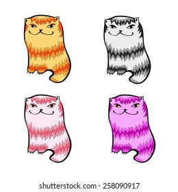 Decorative smiling cat on white background