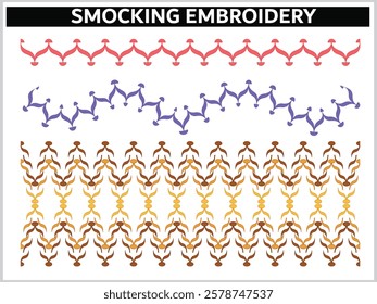 DECORATIVE SMOCKING EMBROIDERY SEAMLESS BRUSH VECTOR ILLUSTRATION