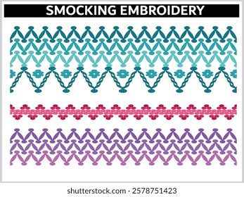 DECORATIVE SMOCKING EMBROIDERY SEAMLESS BRUSH VECTOR ILLUSTRATION