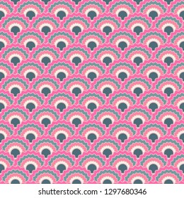 Decorative snake skin scales squama background, vector seamless fabric pattern, tiled textile print. Typical japanese squama scales seamless arc tiles surface. Reptile skin pattern.