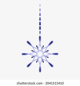 Acercamiento decorativo de copos de nieve sobre la percha. Decoración para Navidad y Año Nuevo. Ilustración vectorial para el diseño.