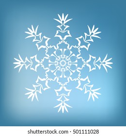 Decorative snowflake flat icon white on blue