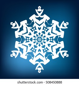 Decorative snowflake flat icon white on blue