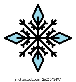 Icono decorativo del copo de nieve. Esquema decorativo copo de nieve Vector icono de color plano aislado
