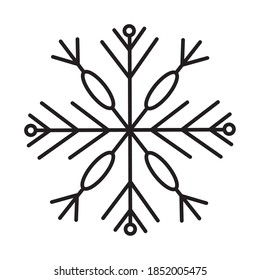 decorative snowflake icon over white background, line style, vector illustration