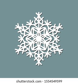 Decorative snowflake laser cut template for New Year holidays.
