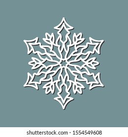 Decorative snowflake laser cut template for New Year holidays.