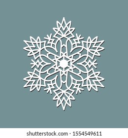 Decorative snowflake laser cut template for New Year holidays.