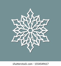 Decorative snowflake laser cut template for New Year holidays.