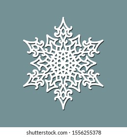 Decorative snowflake laser cut template for New Year holidays.
