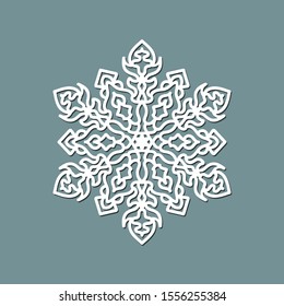 Decorative snowflake laser cut template for New Year holidays.