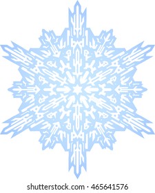 Decorative snowflake in mono line style. Vector geometric pattern in blue tones. 