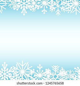 Decorative snowflake on white blue gradation background