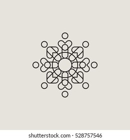 Decorative Snowflake Outline Vector Icon