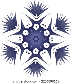 Decorative snowflake in shades of blue. Vector file for designs.
