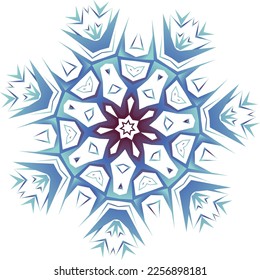 Decorative snowflake in shades of blue. Vector file for designs.