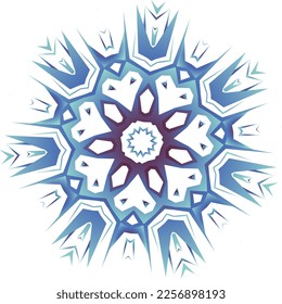 Decorative snowflake in shades of blue. Vector file for designs.