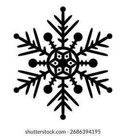 Símbolo decorativo del copo de nieve con geometría elegante. Elemento de diseño de invierno, patrón de cristal congelado e ícono de Vector aislado para uso estacional.