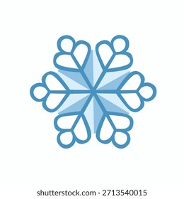 Dekoratives Schneeflocken-Symbol im flachen Design für Winterprojekte, geeignet für Grußkarten und digitale Layouts.